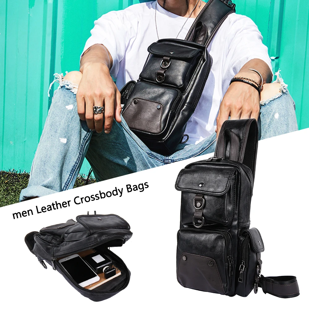 

Luxury Leather Crossbody Purse Men Messenger Chest Bag Waterproof PU Single Shoulder Bags Bolsa Handbags Big Brand Masculina