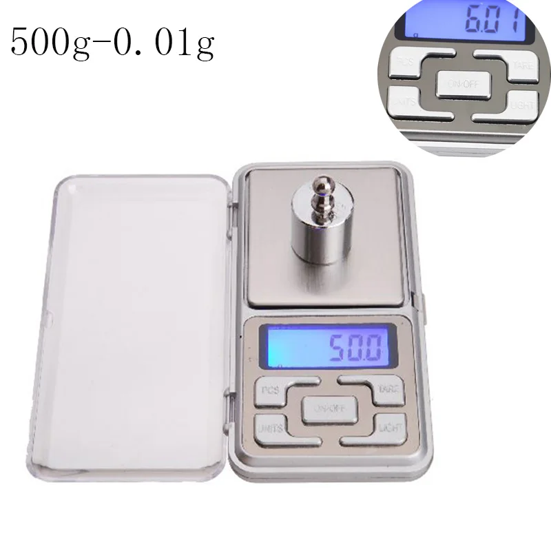 1 шт. цифровые весы 100/200/300/500g 0,01/0,1 г Высокая точность грамм мини Вес Карманный с подсветкой весы для Кухня ювелирные изделия медицины - Цвет: 500g-0.01g