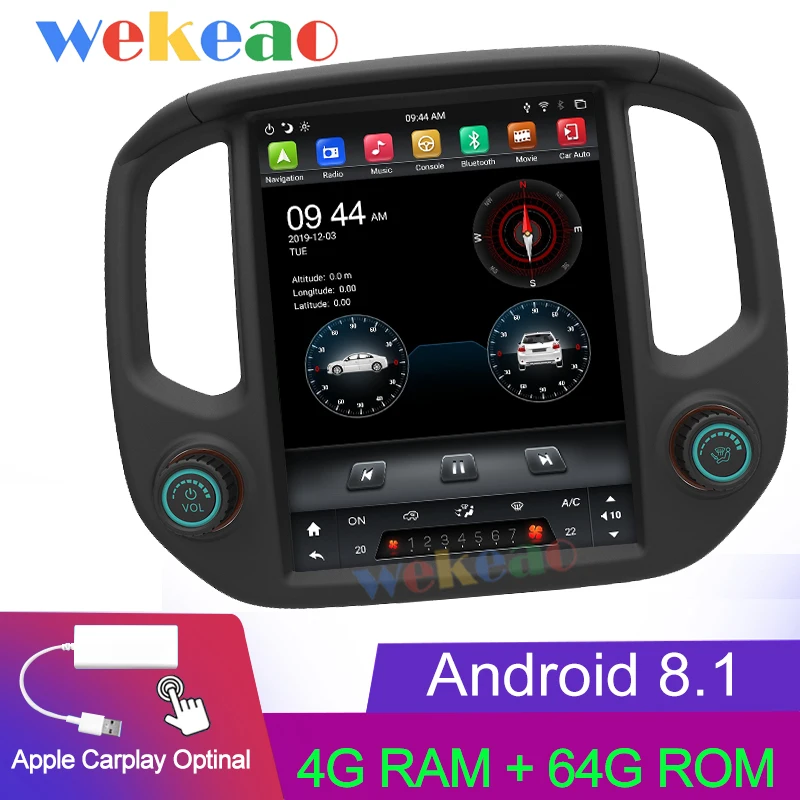 Android Car Radio Wekeao вертикальный экран Tesla стиль 12,1 ''Android 8,1 автомобильный dvd-плеер gps навигация Автомагнитола для Chevrolet Colorado GMC - Цвет: Android Car Radio