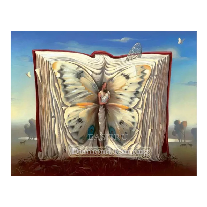 EASHRU Book Butterfly Beauty 5D Diamond Painting Cross Stitch Full Square Drill Embroidery Needlework Home Decor PT4501 | Дом и сад