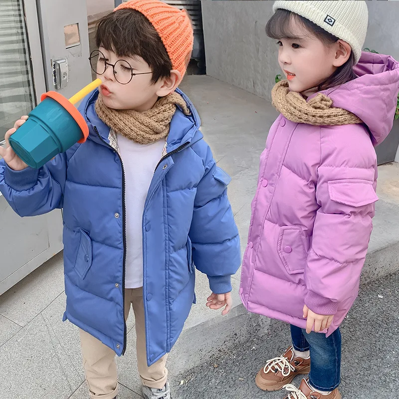 

Children's Cotton Jackets 2021 New Winter Boys and Girls Babys Down Cotton Coats Plain Colour Outerwears for Kids Clothes 2-10T