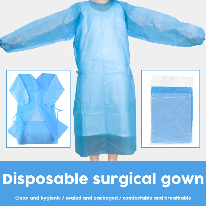 

Disposable blue 10 pcs surgical dress coat thin and light dust clothes woven jumpsuits visit non woven aprons surgical clothes