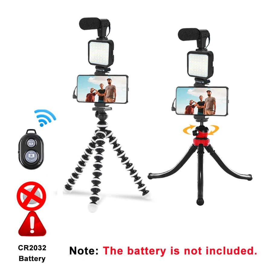 Equipamento de Gravação Vídeo com Tripé Obturador para Câmera do Telefone Mamen Smartphone Vlogging Preenchimento Youtube Conjunto Vlogger Kit Luz - Image 5