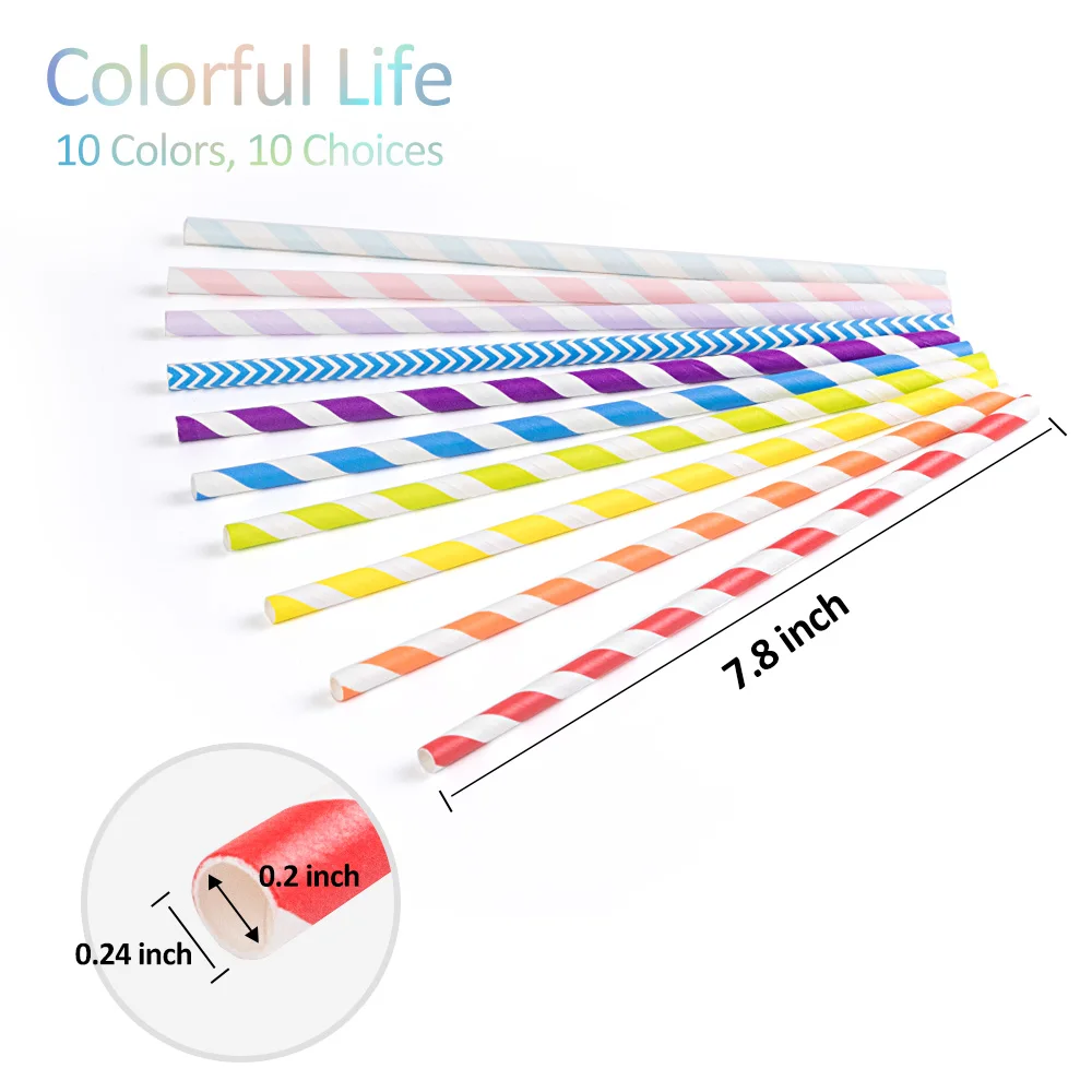 Бумажные соломинки-Sangabery 25 шт биоразлагаемые цветные полосатые бумажные соломинки для питья соков, гладкие, коктейли, рождественские, вечерние
