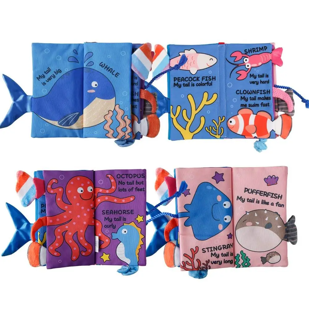

Cloth Books Baby Toys Fabric Ocean Animal Tails Newborn Infant Early Learning Educational Intelligence Training Toddler Gift