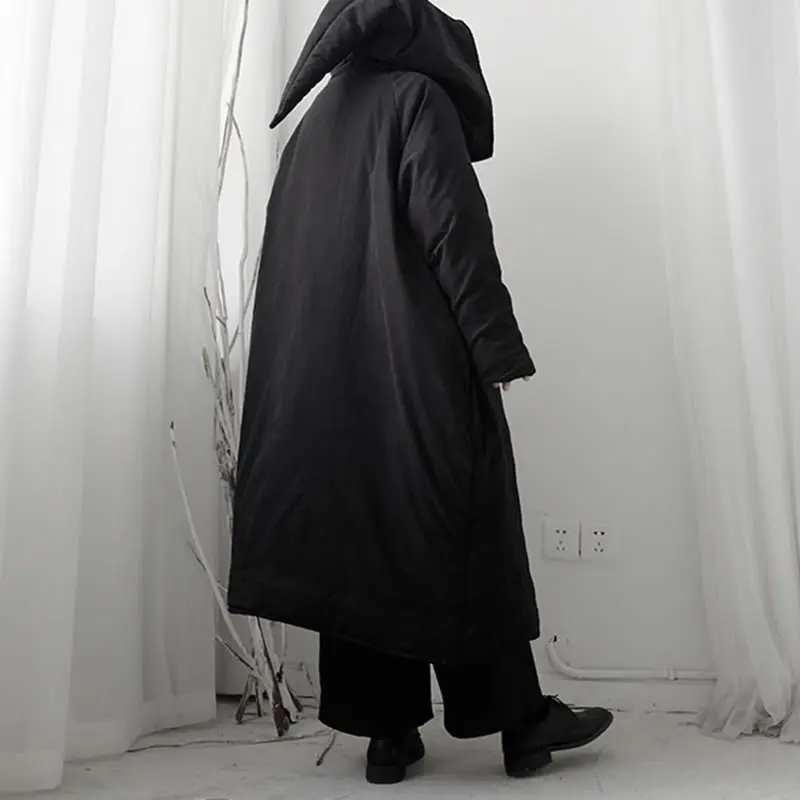 XITAO Необычные черные парки Женская одежда широкая талия полный рукав длинный рукав богиня веер Повседневная парка пальто DMY1486