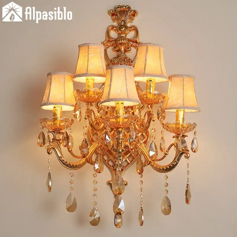 Modern Large Crystal Wall Lamps 5 Light Antique Gold Color Vintage Sconce Wall Light Crystal Wall Bracket Bra Bed Lighting Crystal Wall Lamp Wall Lampwall Sconce Lighting Aliexpress