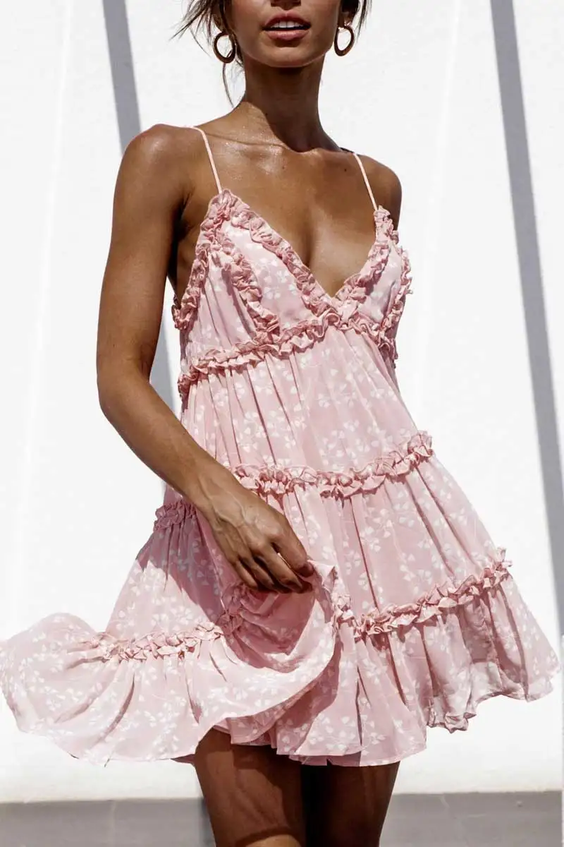 floral chiffon strap dress