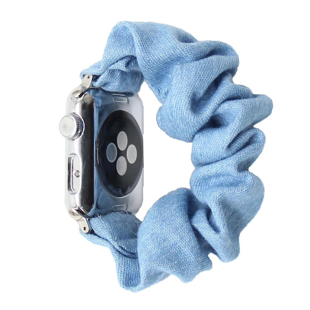 Cotton Elastic Scrunchies Smart Apple Watch Band 5 4 42mm 38mm For Girls Women Cotton Bands 40mm Series 5 4 3 2 1 44mm 40mm