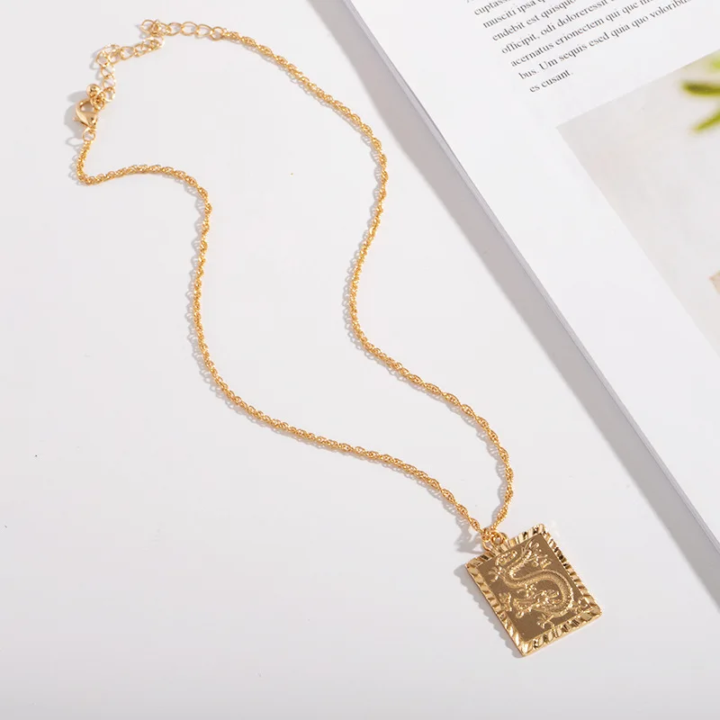 Благоприятный дракон кулон ожерелье для женщин и мужчин ювелирные изделия китайский "FU" Благословение богатство благоприятное долговечность счастливый символ подарки