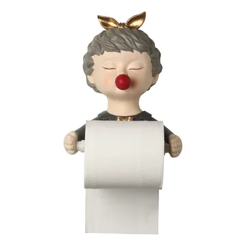 

Household Furnishings Roll Paper Holder Nordic Bubble Girl Tissue Box Wall Stick Decoration Crafts Kitchen Room Bathroom Decor