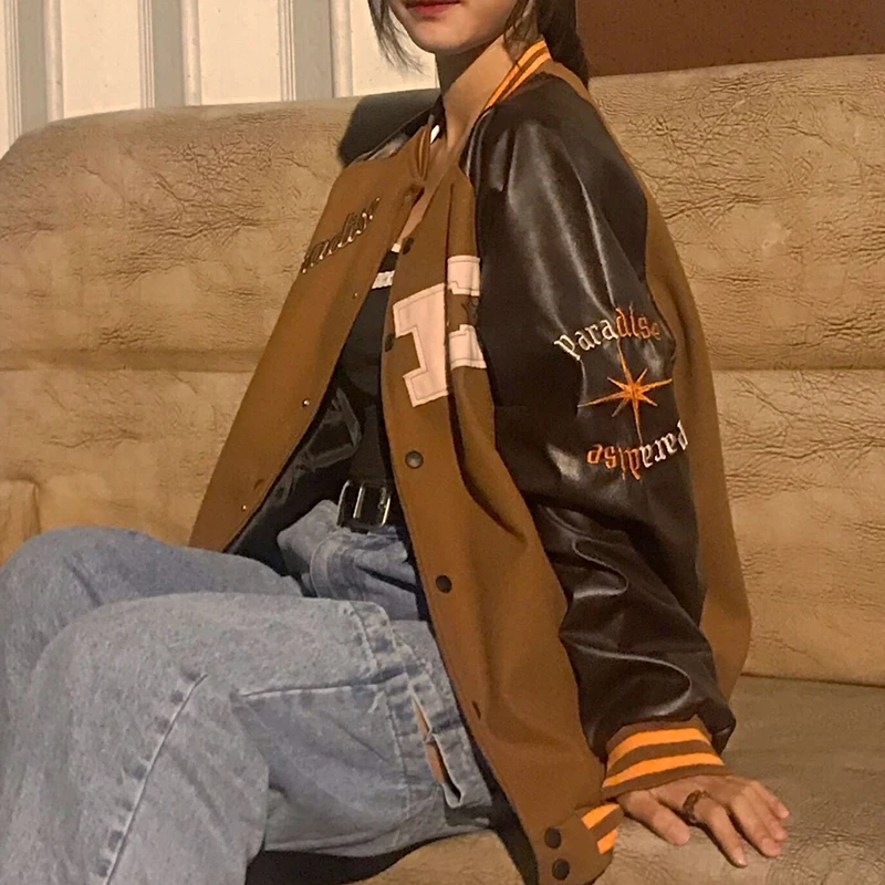 Baseball jacket autumn korean fashion casual spliced sweatshirt boyfriend bomber jackets