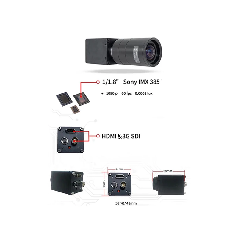 HDMI / 3G-SDI Digital HD surveillance camera coaxial low delay Camera night vision low illumination WDR 150db 1080p60fps