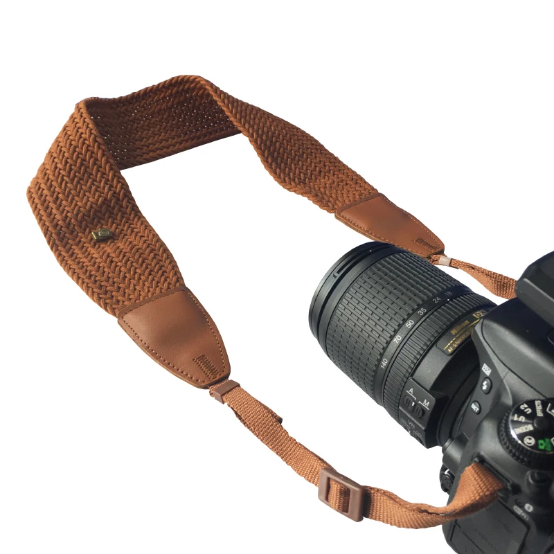 Наплечный ремень для камеры из хлопка, регулируемый наплечный ремень для камеры Nikon Canon, коричневый