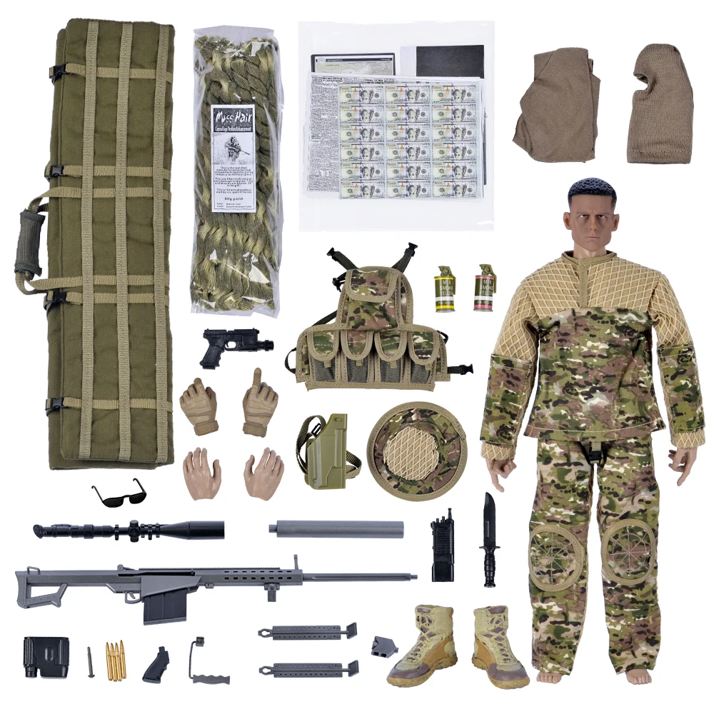 

Factory Direct Plastic Multi-Accessory Military Model 12-Inch Jungle Sniper with Barrett 1/6 Soldiers