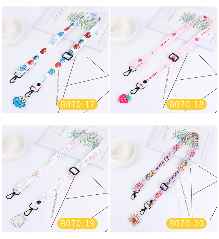 Cartoon Pattern Shoulder Suspender Strap Women's Webbing Halter Coffee Beverage Water Bottle Broadband Lanyard Arcylic Hanging B