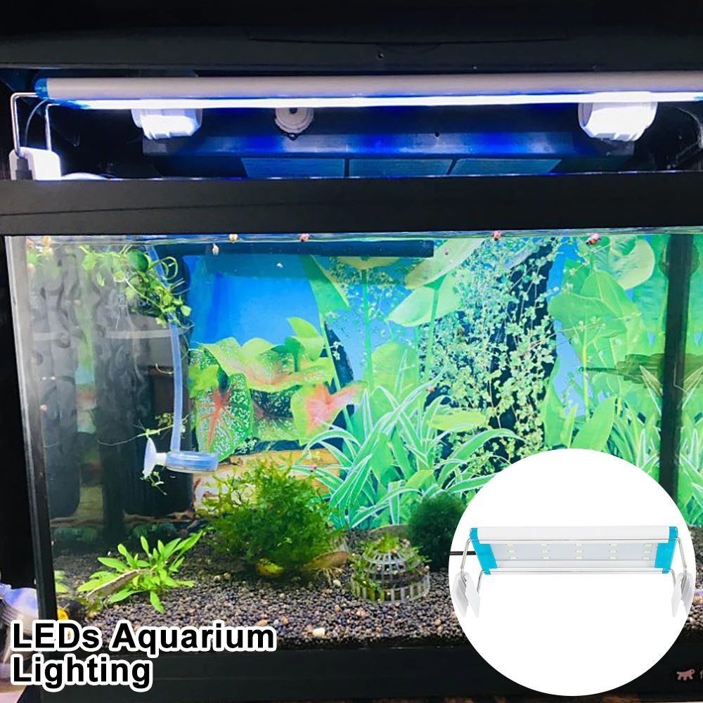 Супер тонкий светодиодный светильник для аквариума, светильник для водных растений 18-75 см, расширяемый водонепроницаемый светильник с зажимом для аквариума