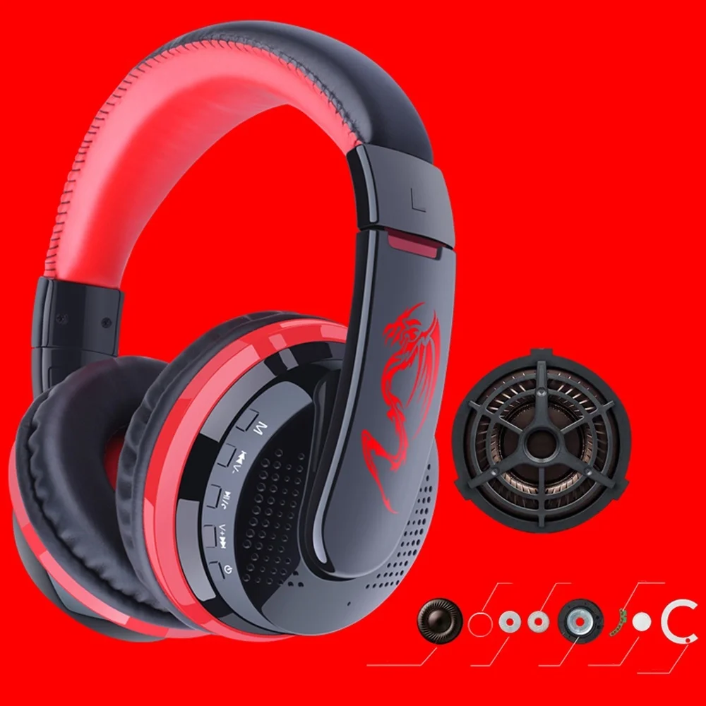 Беспроводные bluetooth-наушники с шумоподавлением, стерео гарнитура тяжелого баса, складная повязка на голову для ПК и ноутбуки телефонов