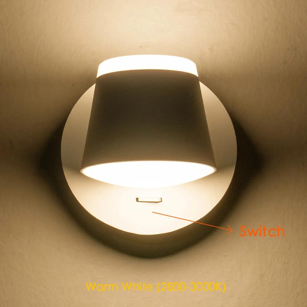 360 градусов регулируемый светодиодный настенный светильник прикроватный настенный светильник для гостиной настенный светильник современный настенный светильник-бра для гостиницы - Цвет абажура: White Body  (8W)