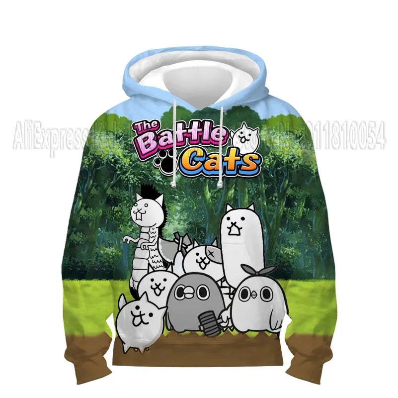 batalha gatos impressão hoodies para meninas meninos crianças jogo camisolas topos crianças dos desenhos animados anime pullovers casacos sudadera presentes