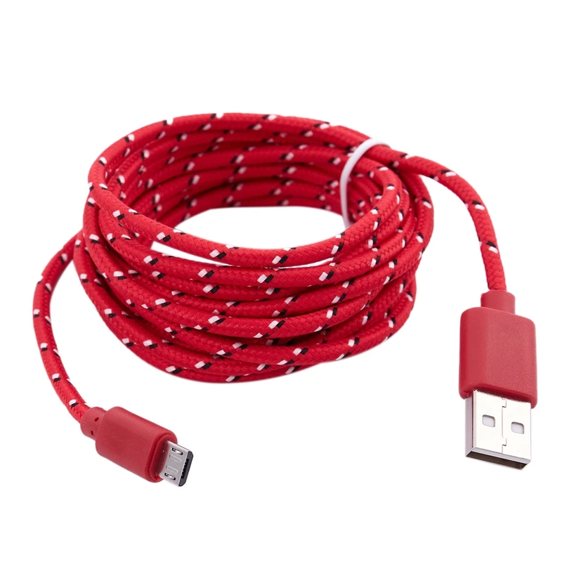 Универсальный 3 м/10FT мини USB нейлоновая сетка ткань кабель для передачи данных для samsung Galaxy S6 красный