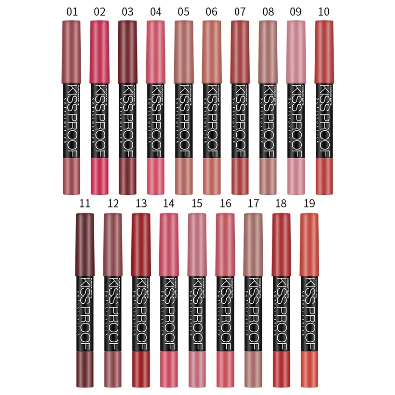

19 Colors Matte Lipstick Pens Waterproof Non-stick Cup Long Lasting Colorfast Velvet Lipstick Lips Makeup Cosmetics Maquiagem