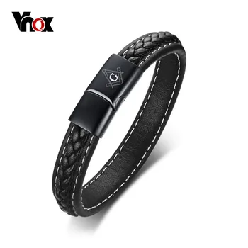 

Black Genuine Leather Bracelet for Men Engraving Name Custom Personalized Logo