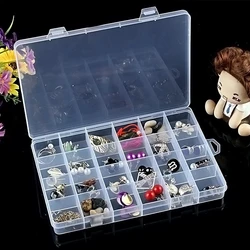 28 grids Transparent Plastic Storage Jewelry Box Compartment Adjustable Container For Beads Earring Box Jewelry Rectangle Case