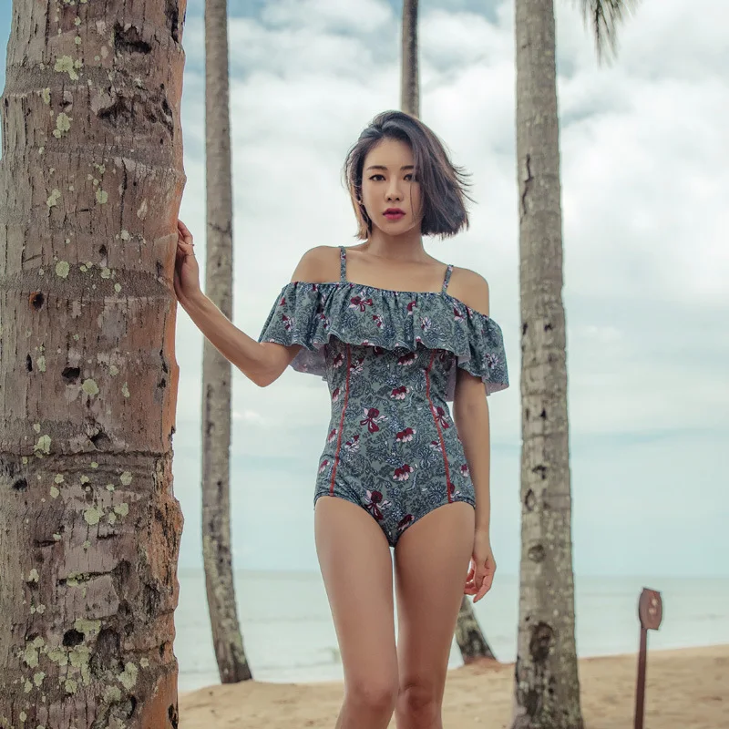 

Swimsuit For Girls Fused Small Breasts Women's Swimwear One-Piece Bikini One Piece Swimsuits 2019 Blue Lion Product Sexy Suits