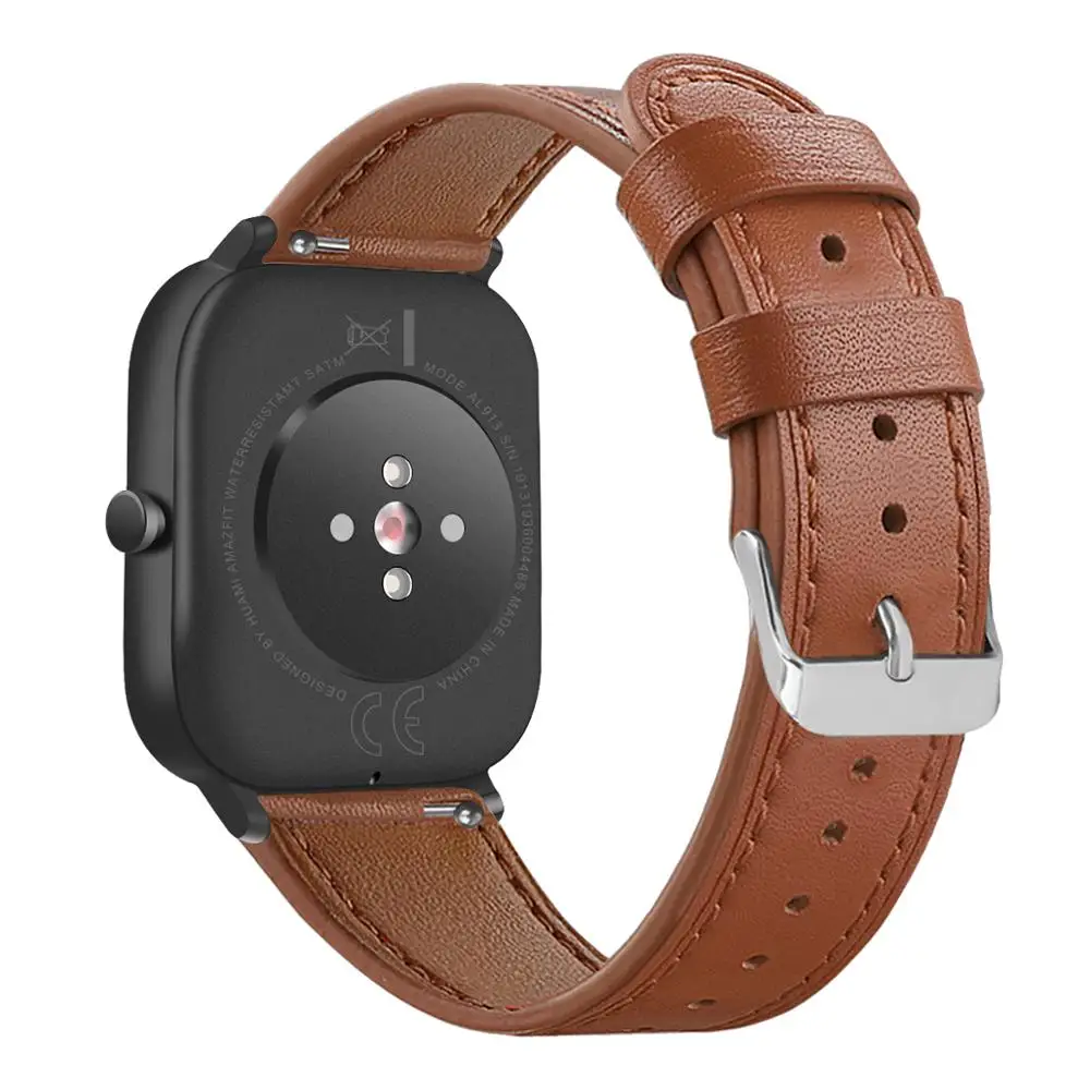 brown 20 мм кожаный ремешок с принтом для Xiaomi Huami Amazfit GTS модный мужской женский ремешок для Garmin Move/vivomove HR Браслет для часов - Цвет: brown