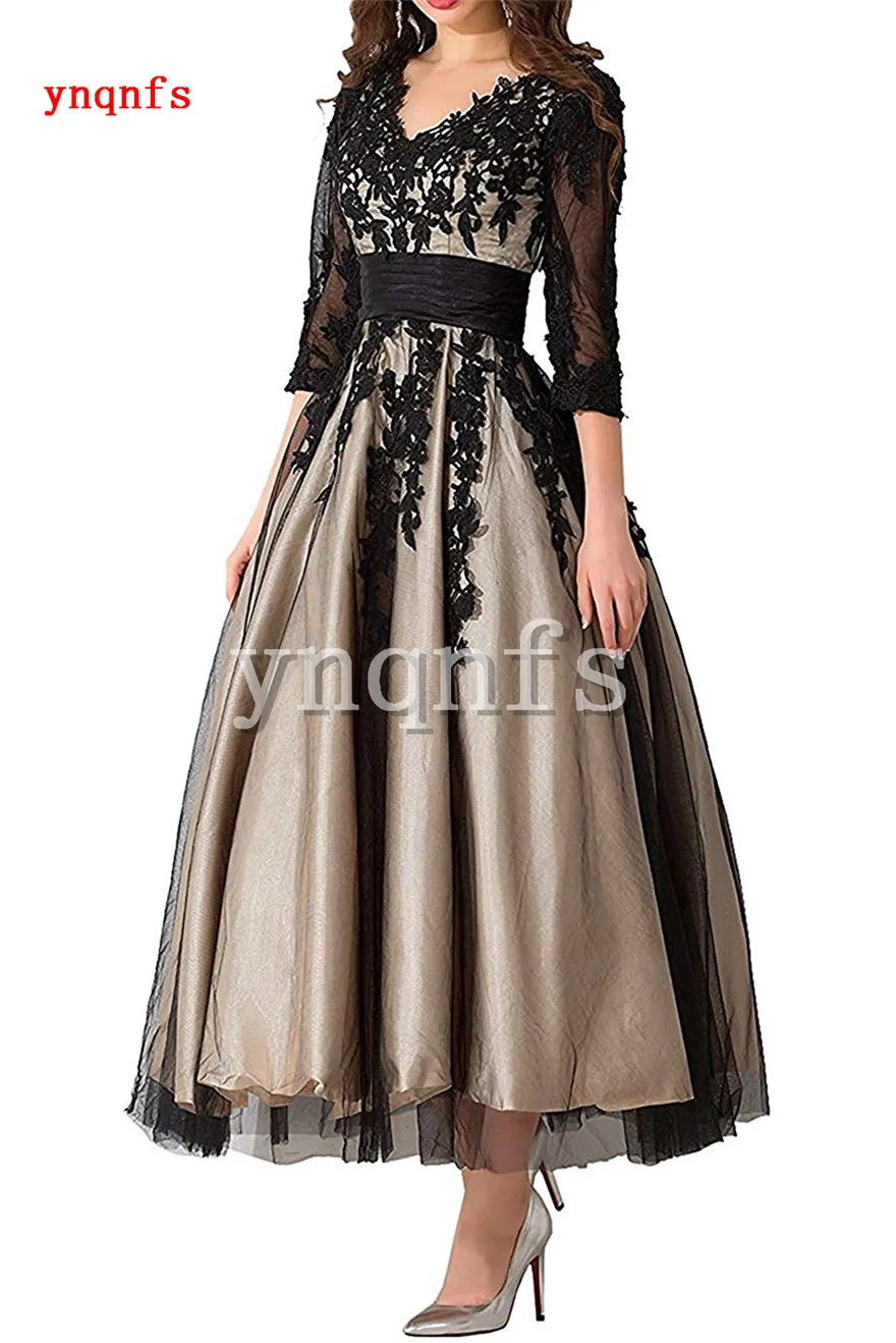 YNQNFS Navy color2019 новое платье для мамы милое плечо кружево с аппликацией и бисером розовые кружевные Модные Коктейльные Вечерние платья