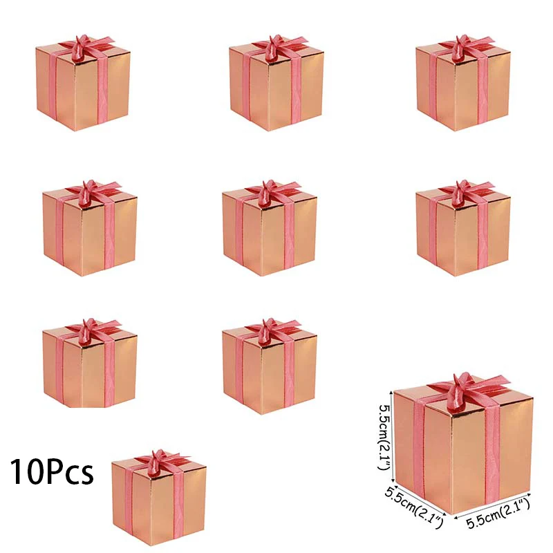 10pcs rose gold WEIGAO 1 Набор для детского душа, Подарочная коробка для конфет, подарочные коробки, сумки для детей, детские украшения для дня рождения, свадьбы - Цвет: 10pcs rose gold