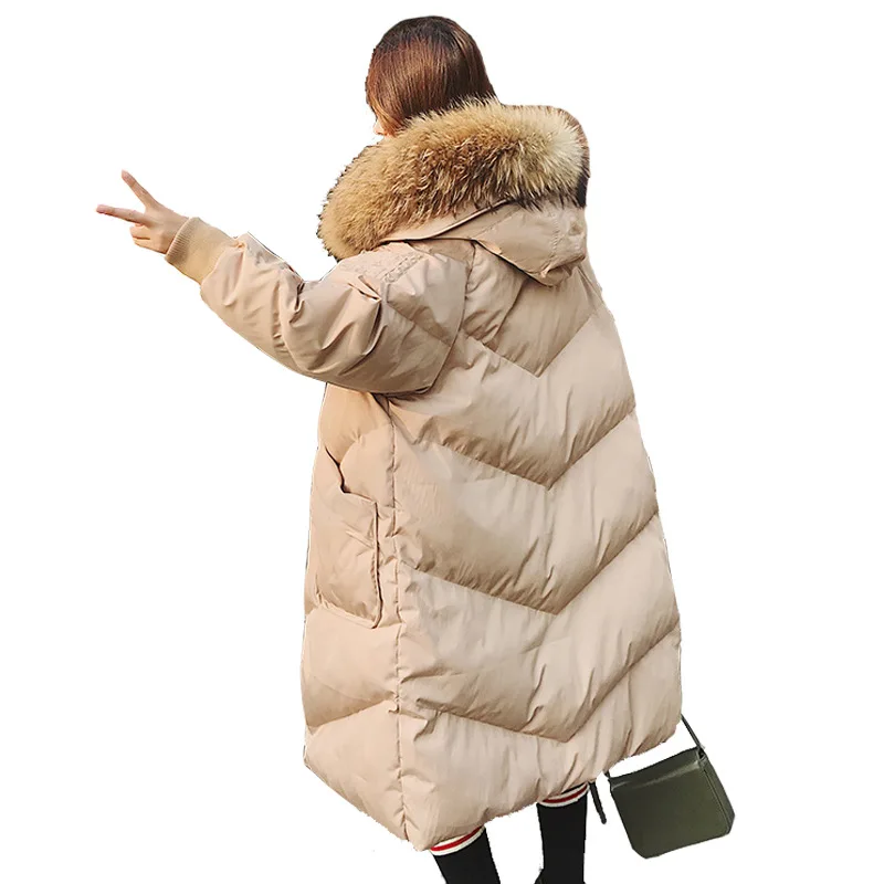 Однотонная свободная длинная Парка женская с длинным рукавом стеганая куртка теплая с капюшоном карманы повседневная женская зимняя куртка и куртки