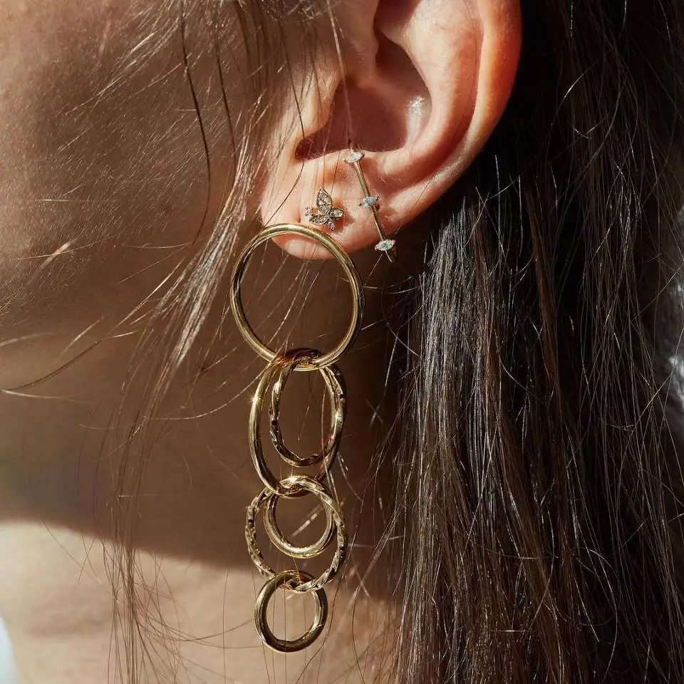 

1pair Fashion Bohemian Punk Earrings Jewelry crysta Ethnic style Geometric Circle shape Earrings Best Gift for Women Girl E045