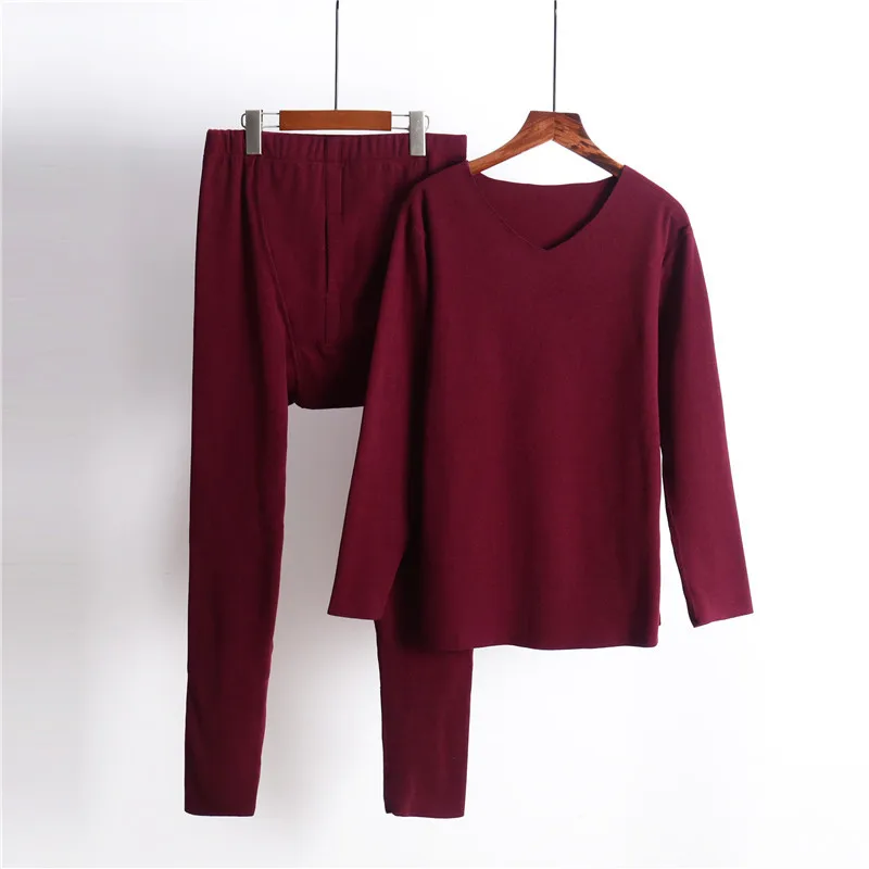 wine red Подштанники для мальчиков теплые Термальность нижнее белье 2 шт./компл. Костюмы Для мужчин зимние Термальность однотонный костюм термо нижнее белье для мужчин - Цвет: wine red