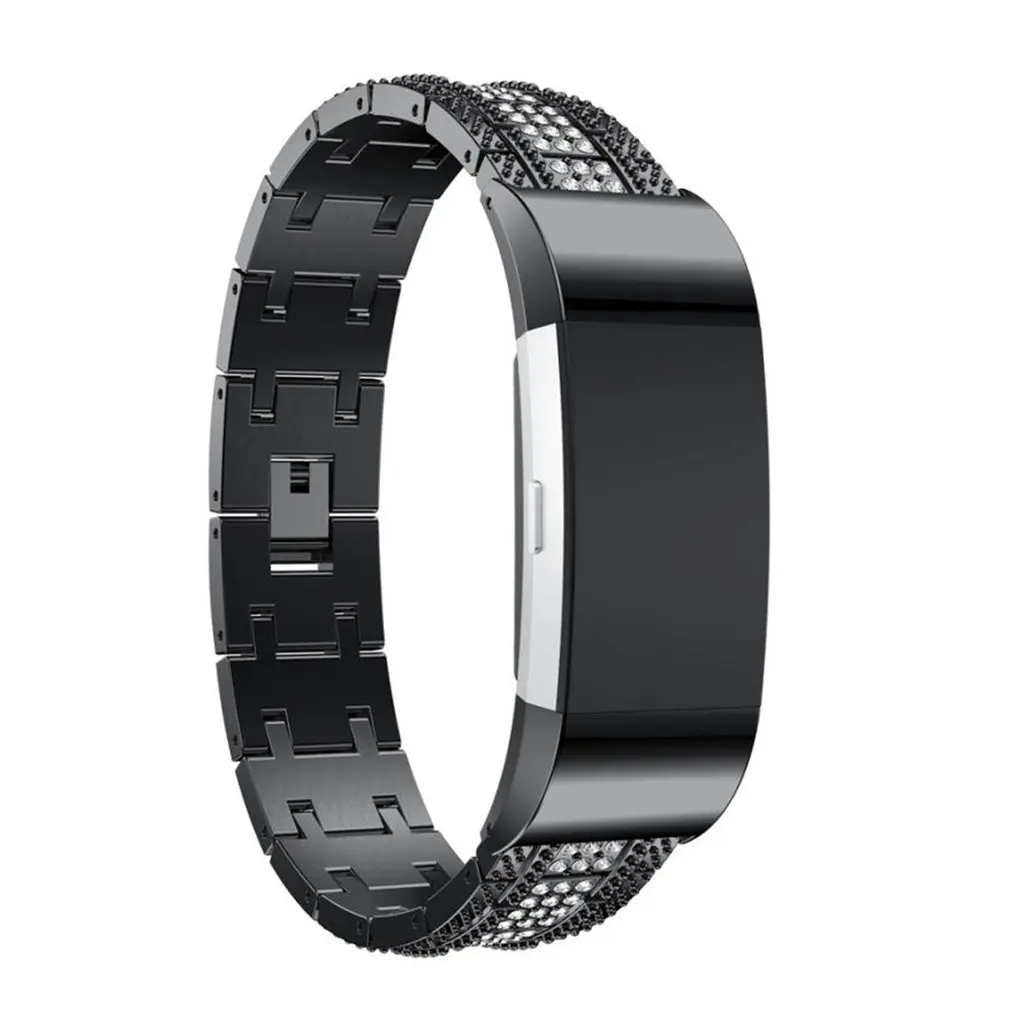 Сменный браслет наручных часов из нержавеющей стали для Fitbit Charge 2 со стразами металлический браслет смотреть ремешок для часов