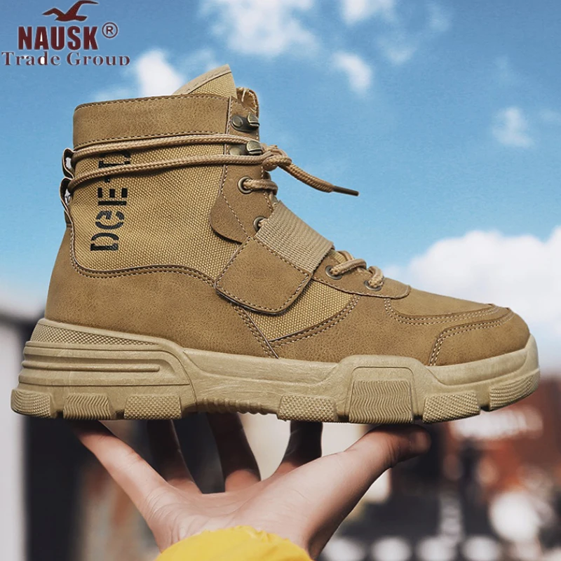 

High Quality Fashion Winter Men's Martin Boots Warm Working Boots Lace Up Men's Desert Boots Round Toe High Top Shoes