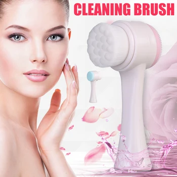 

Face Brush Manual Facial Cleansing Brush Dual Face Soft Furs Silicone Brush For Facial Massage Skin SK88