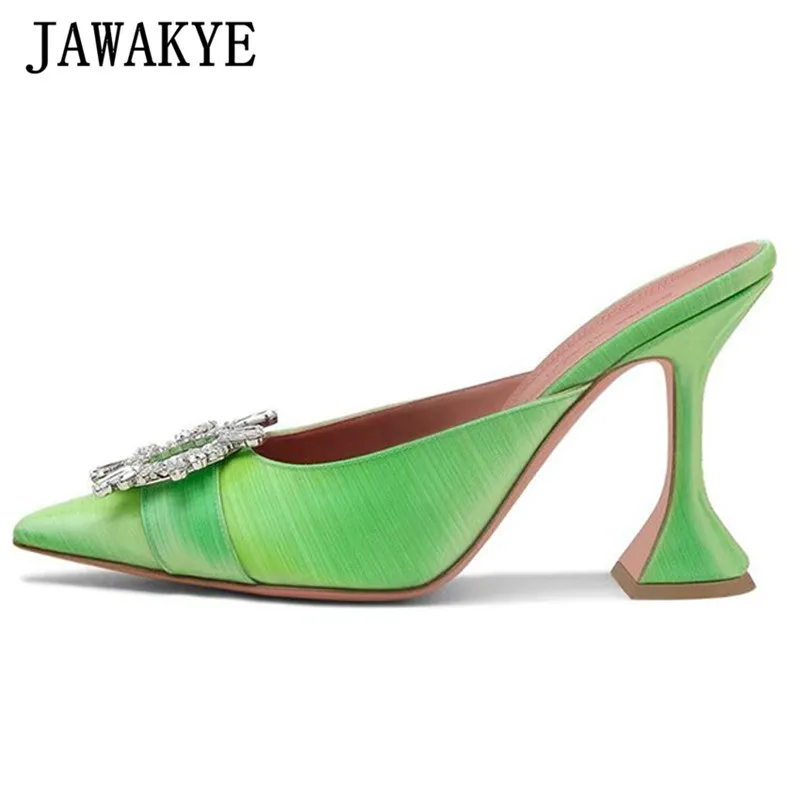 

New sexy Begum Crystal Shoes High Heel Slippers women Strange cup heel pointed toe summer Sandals Rhinestone party shoes Woman