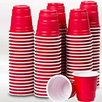 50 sztuk 2 uncja Mini czerwone jednorazowe plastikowe kubki na kieliszki Party Shooter Jello kubki Bar restauracja dostarcza artykuły domowe tanie i dobre opinie CN (pochodzenie) Z tworzywa sztucznego