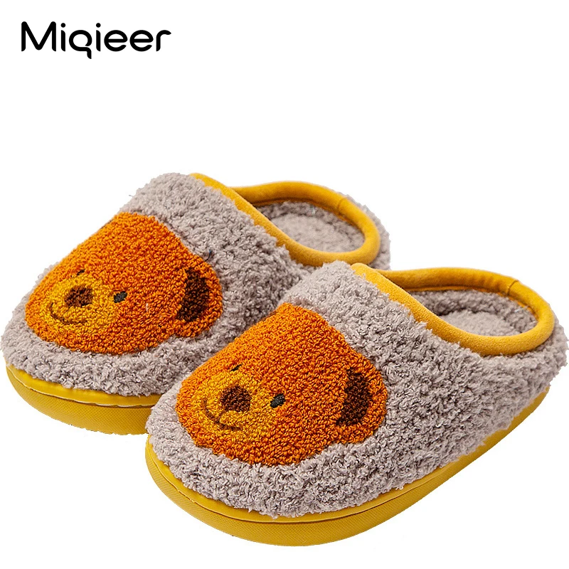 

Miqieer Baby Cotton Slippers Boys Autumn Winter Footwear Children Home Shoes Kids Warm Fur Slides Shoes Non-slip Indoor Slippers