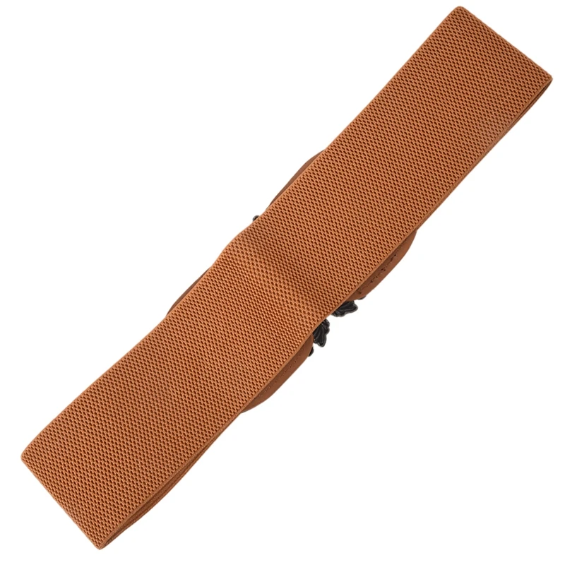 Женская мода Винтаж широкий эластичный стрейч Пряжка пояс (Цвет: коричневый)