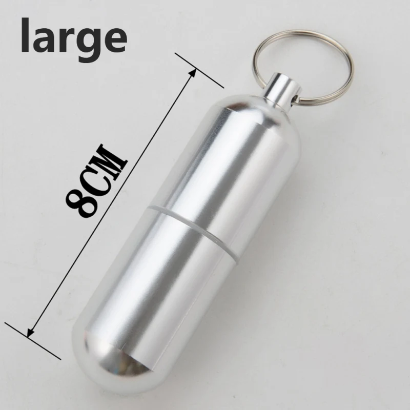 Pill box waterproof aluminum pill box case bottle cache drug holder for traveling camping container keychain medicine box health care