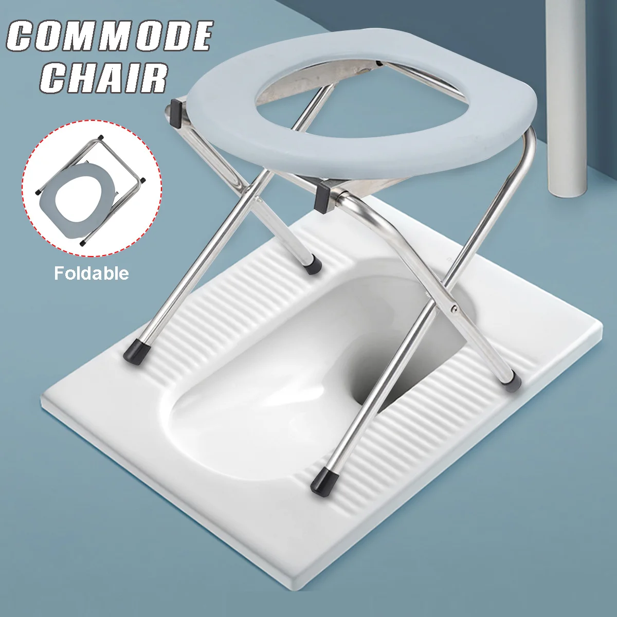 1Pc Portable Folding Bedside Bathroom Potty Toilet Convenient Commode