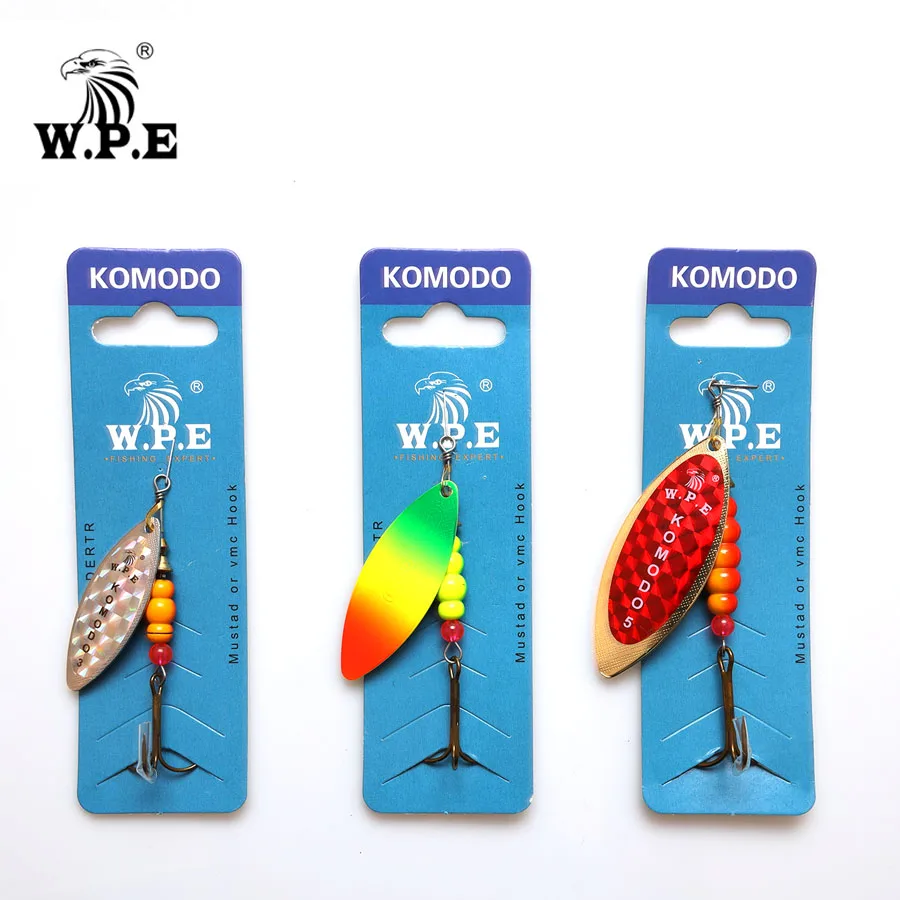 W. P. E KOMODO Спиннер приманка 2 шт. 12,6 г/17,3 г/27,2 г ложка приманка латунная металлическая жесткая приманка для рыбалки карп рыбалка Pesca Щука воблеры