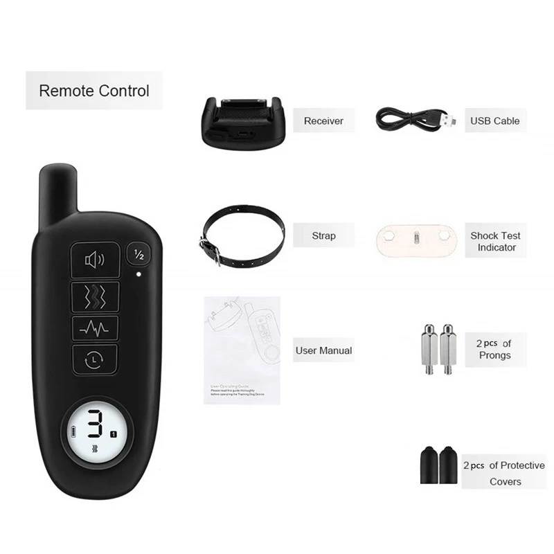 1000ft Range Dog Training Collar Waterproof Electric Shock Vibration Sound Dogs Bark Collar for Small Medium Large Dogs Trainer-1