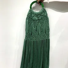 Женские сумки с кисточками, хлопковая Плетеная соломенная сумка на плечо, летняя пляжная соломенная сумка через плечо, богемная женская сумка