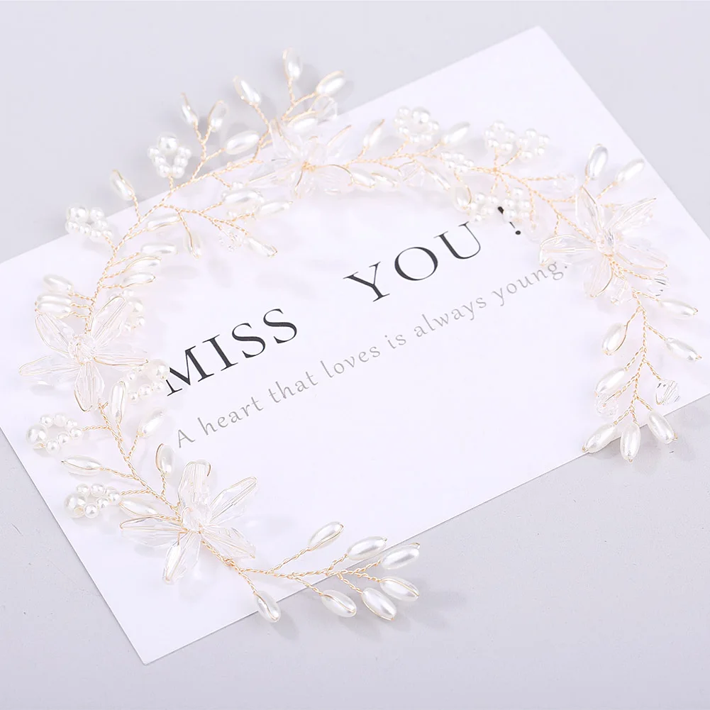 Wedding Bridal Headband Imitation Pearl Crystal Flowers Vine Women Head Band Hair Accessories LB | Украшения и аксессуары