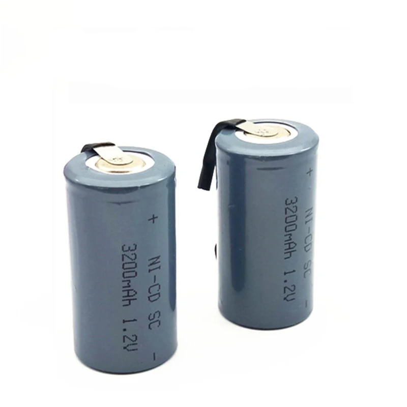 24PCS SC 1.2V 3200MAH Rechargeable Battery 4/5 SC Sub C Ni-cd Cell with Welding Tabs for Electric Drill Screwdriver