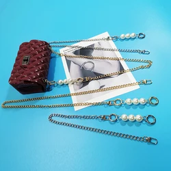 Pearl Bag Extension Chain Handbag Handles DIY Women Crossbody Bag Strap Replacement Purse Metal Chain Shoulder Bag Accessories